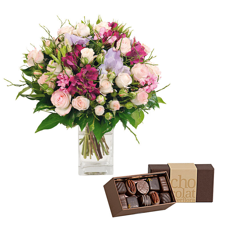 Fleurs, cadeaux et chocolat pour la fête des mères